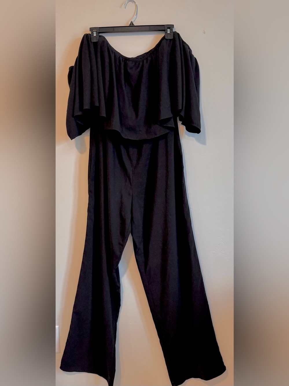 Buckle Daytrip ~ Wide-Leg Black Off Shoulder Romper - Elegant Women's Jumpsuit